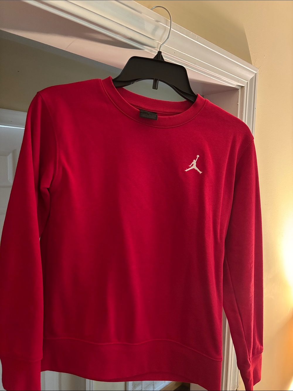 Jordan Men's Red Crewneck Sweater with White Jumpman Logo